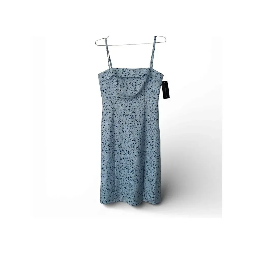 New with Tags French Connection Icy Blue Floral Midi Dress Size 6 Cottagecore - Picture 4 of 16